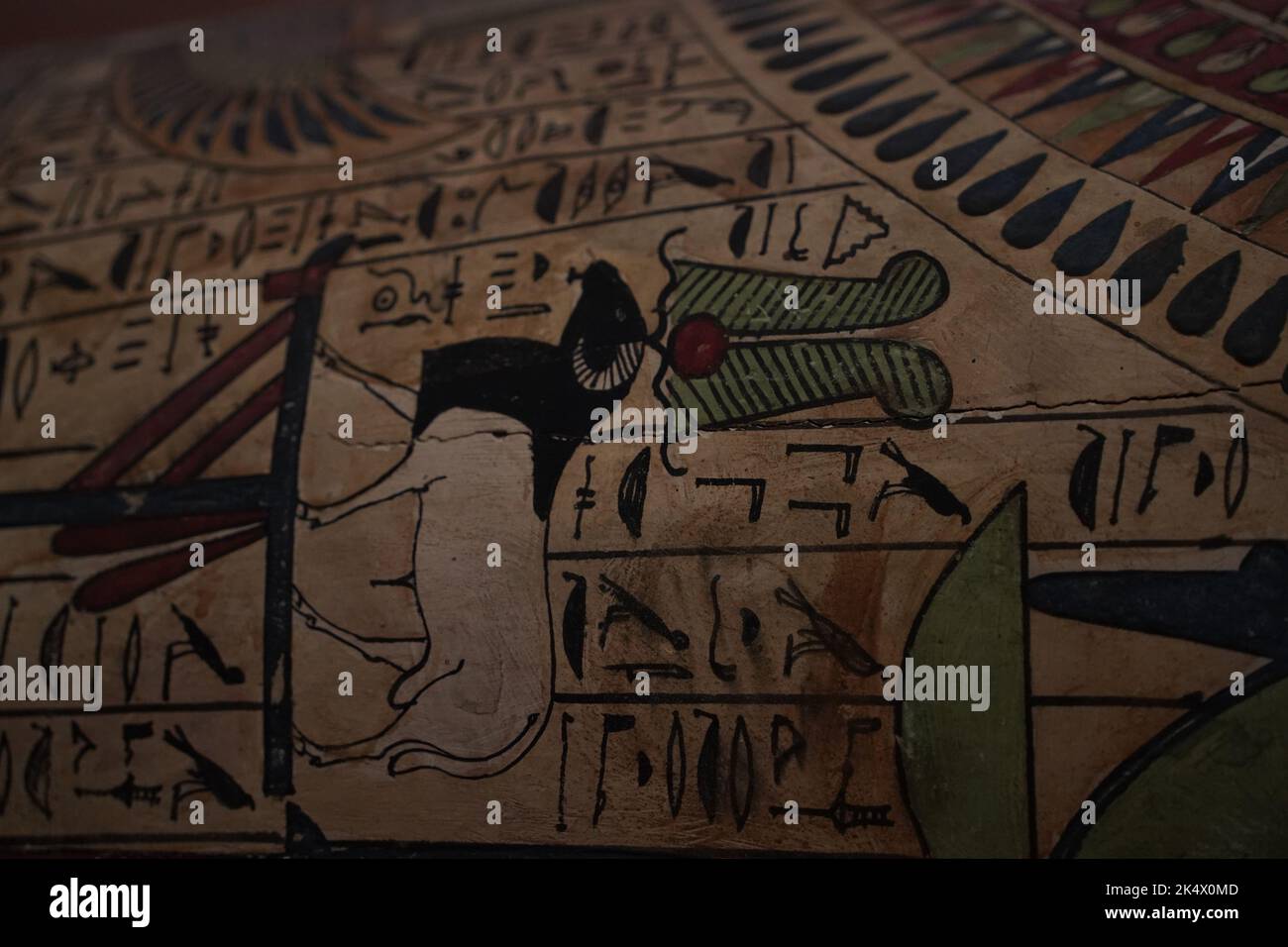 egyptian wooden sarcophagus hieroglyphs detail close up Stock Photo Alamy