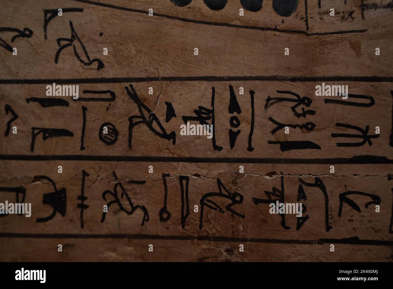 egyptian wooden sarcophagus hieroglyphs detail close up Stock Photo Alamy