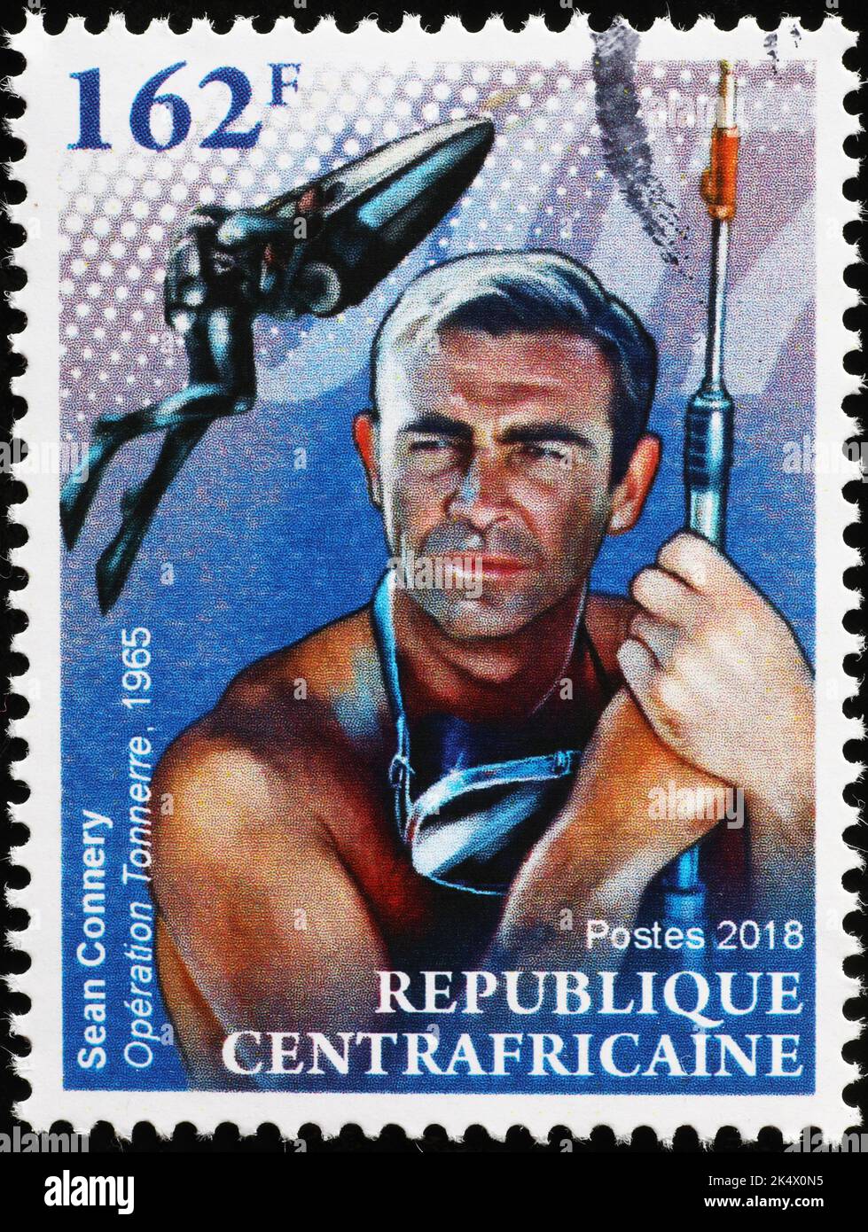 Sean Connery as James Bond on african postage stamp Stock Photo