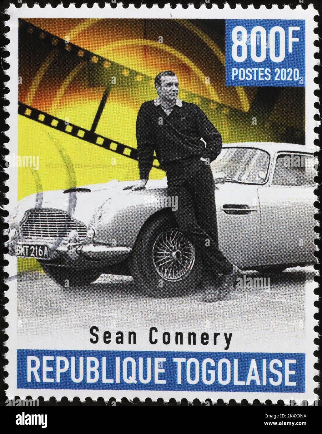 Sean Connery as James Bond on african stamp Stock Photo
