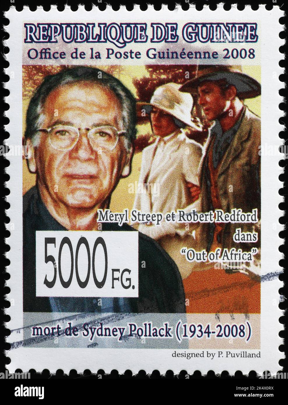 Sidney Pollack and his movie Out of Africa on stamp Stock Photo