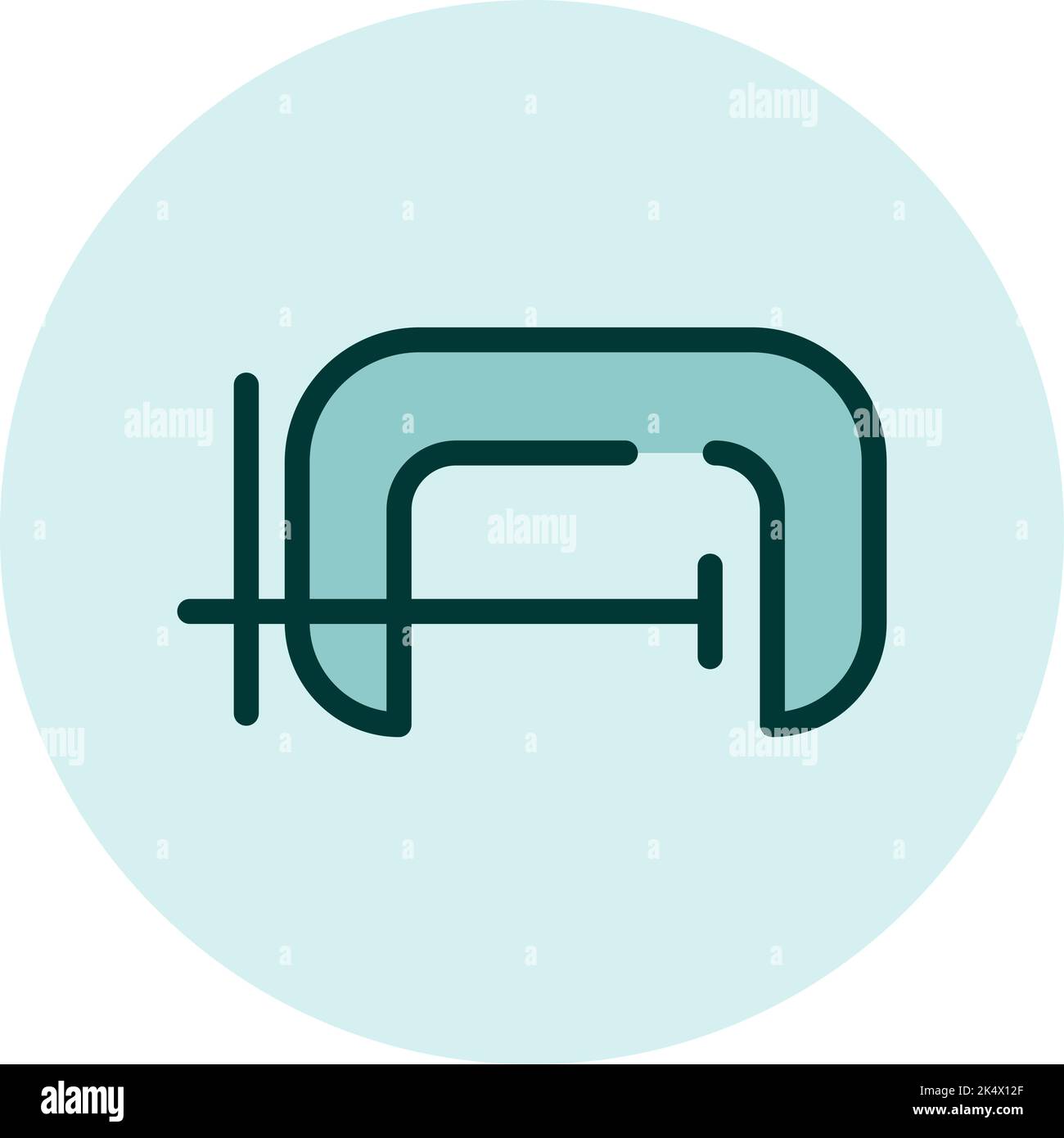 Clamp tool, illustration, vector on a white background. Stock Vector