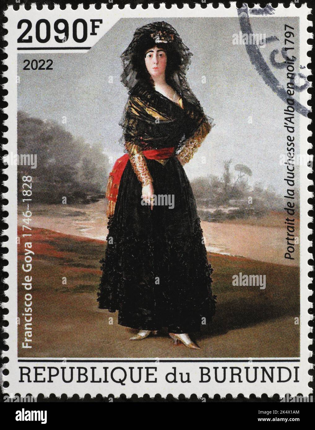 The Black Duchess by Francisco Goya on postage stamp Stock Photo
