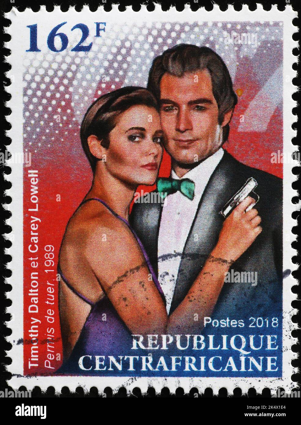 Timothy Dalton as James Bond on african postage stamp Stock Photo
