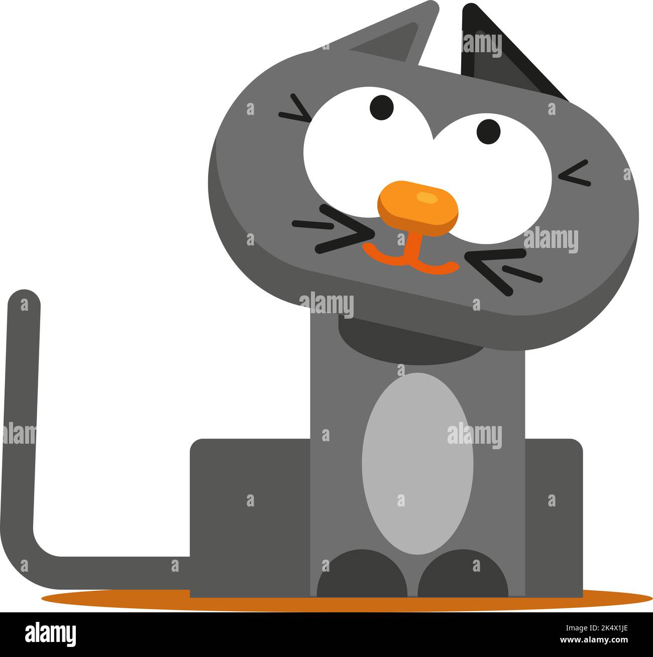 Thinking grey cat, illustration, vector on a white background. Stock Vector
