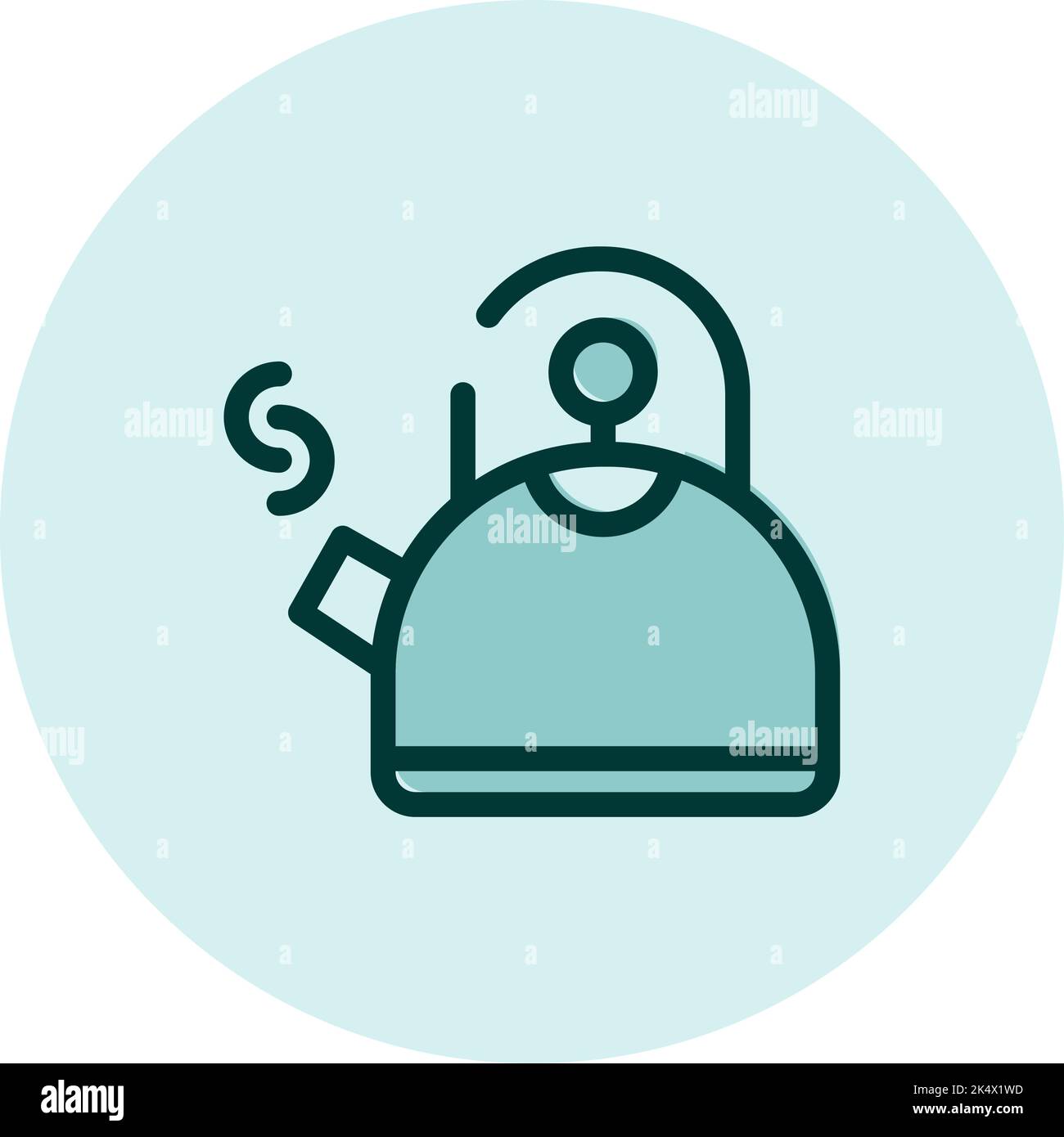 Kitchen water kettle, illustration, vector on a white background. Stock Vector