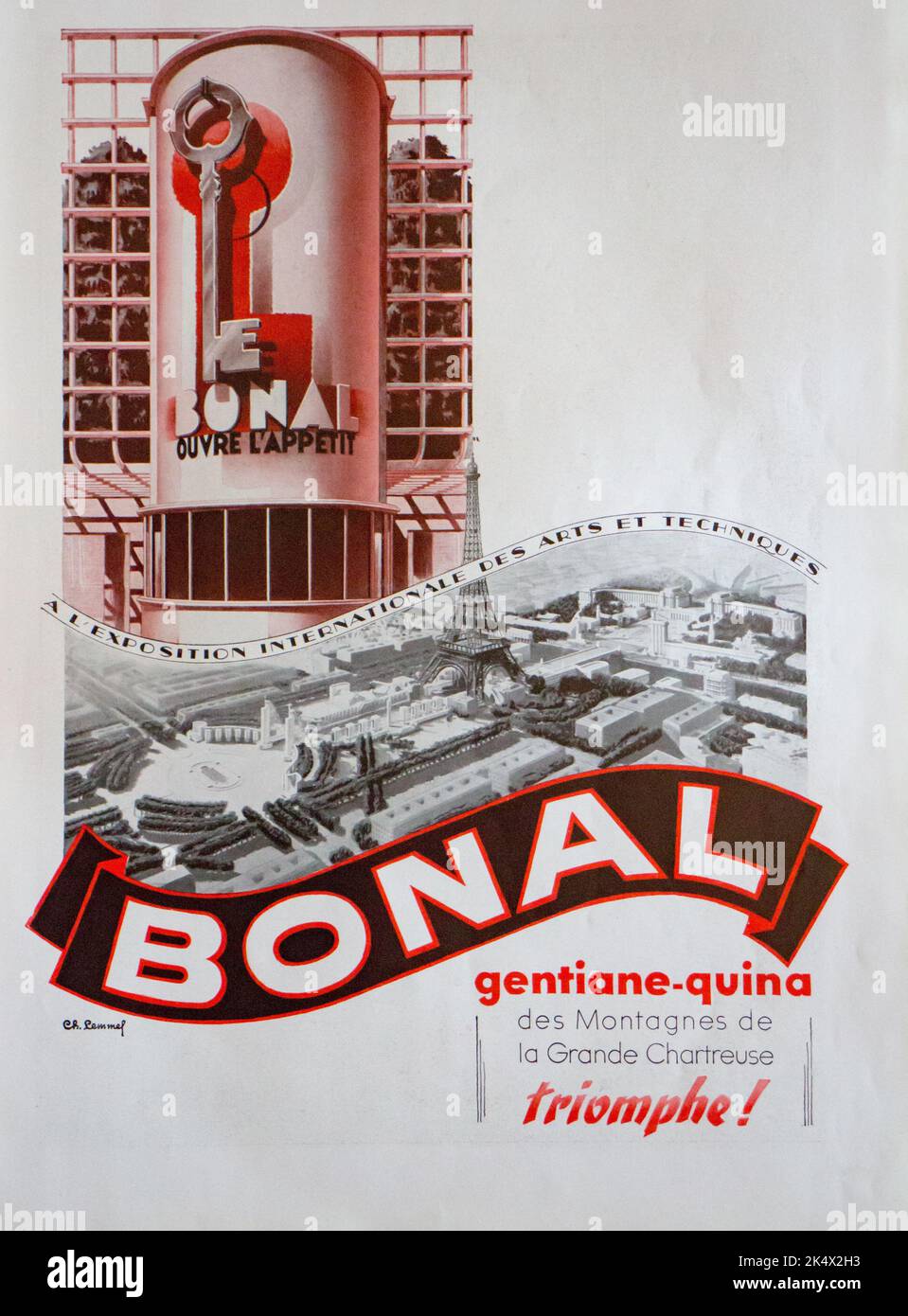 30's advertising : BONAL french aperitif Stock Photo