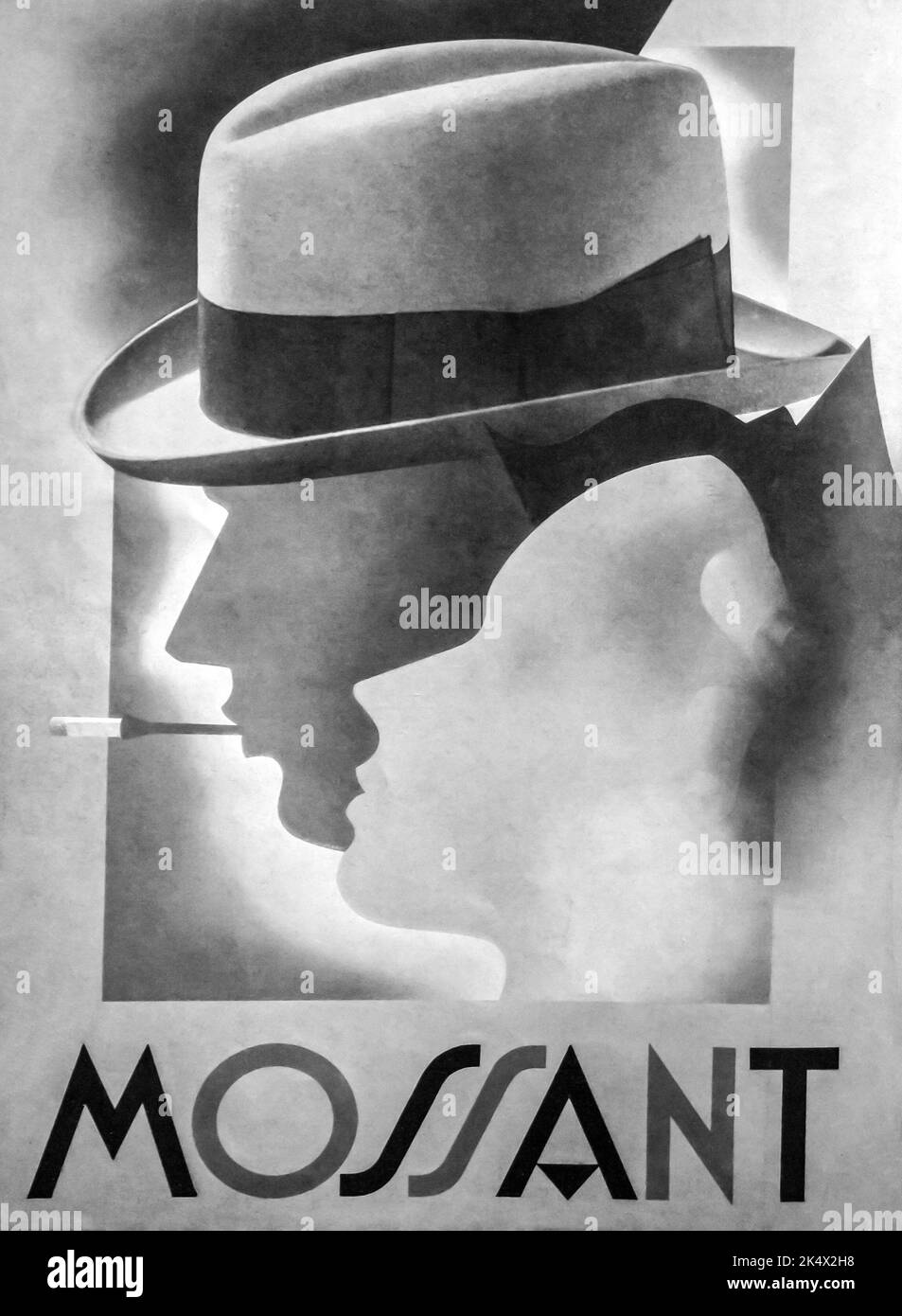 30's advertising : MOSSANT french hats Stock Photo