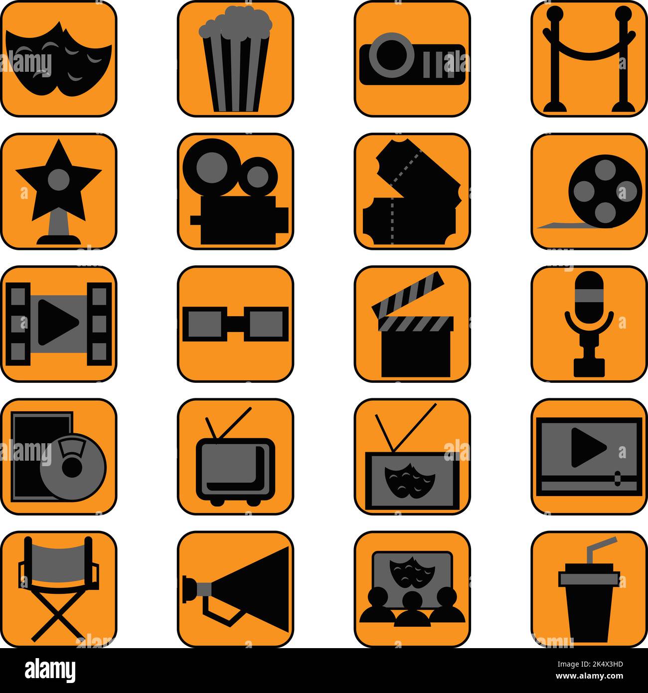Movie time, illustration, vector on a white background. Stock Vector