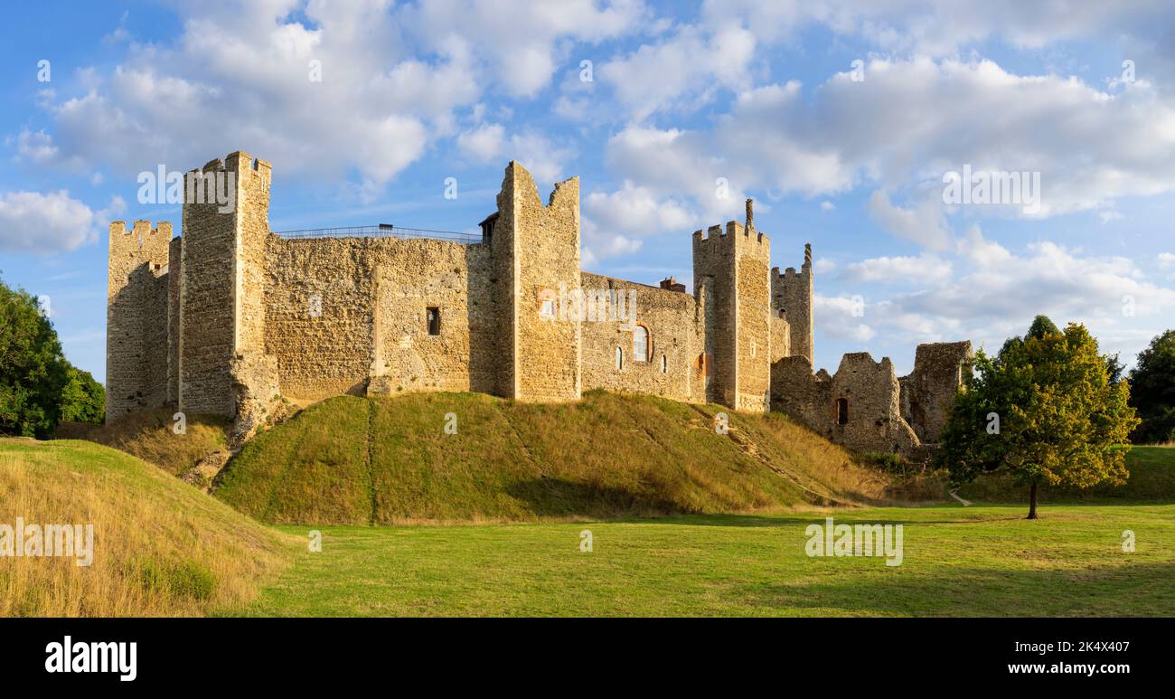 Evening light Framlingham castle walls curtain wall and ramparts from the Lower Court Framlingham castle UK Framlingham Suffolk England UK GB Europe Stock Photo