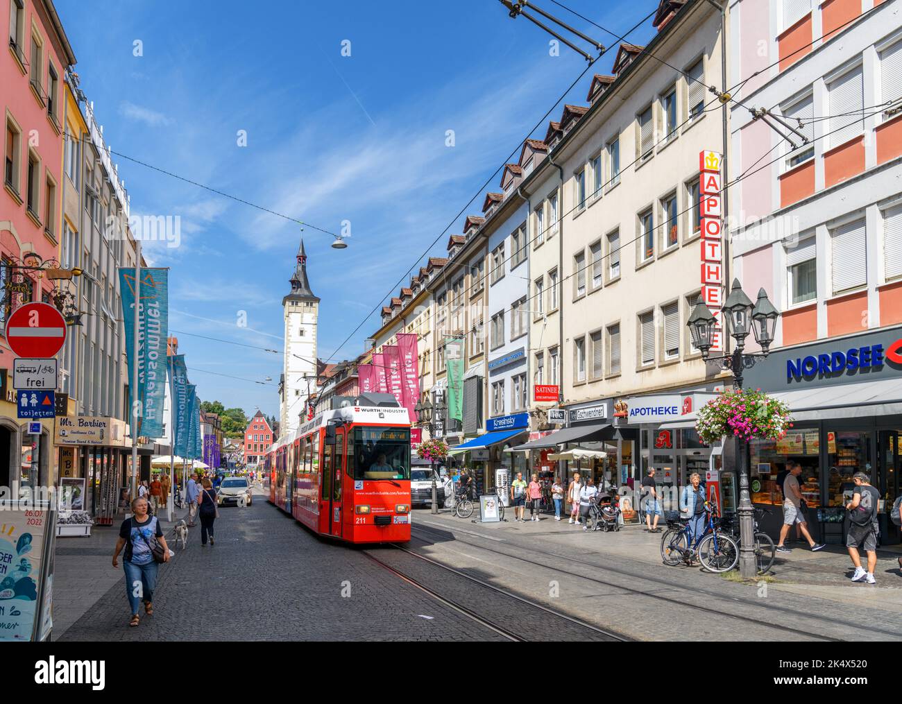 View down Domstrasse in the Altstadt (Old Town), Würzburg, Bavaria, Germany Stock Photo
