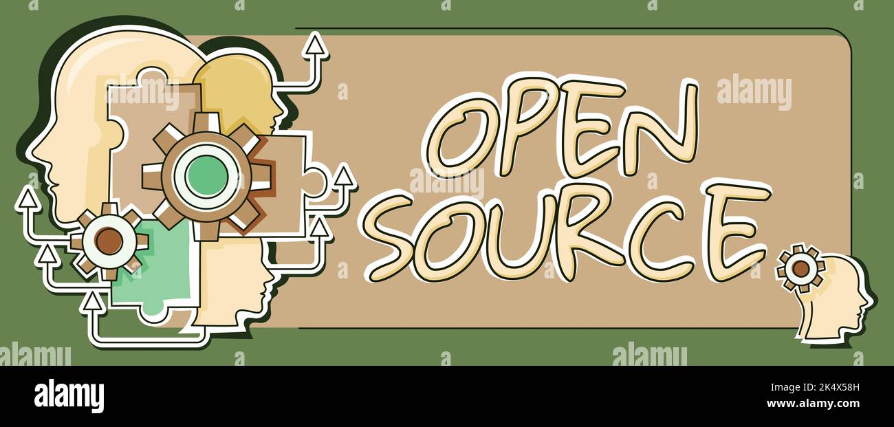 Writing displaying text Open Source. Business idea contains the source ...