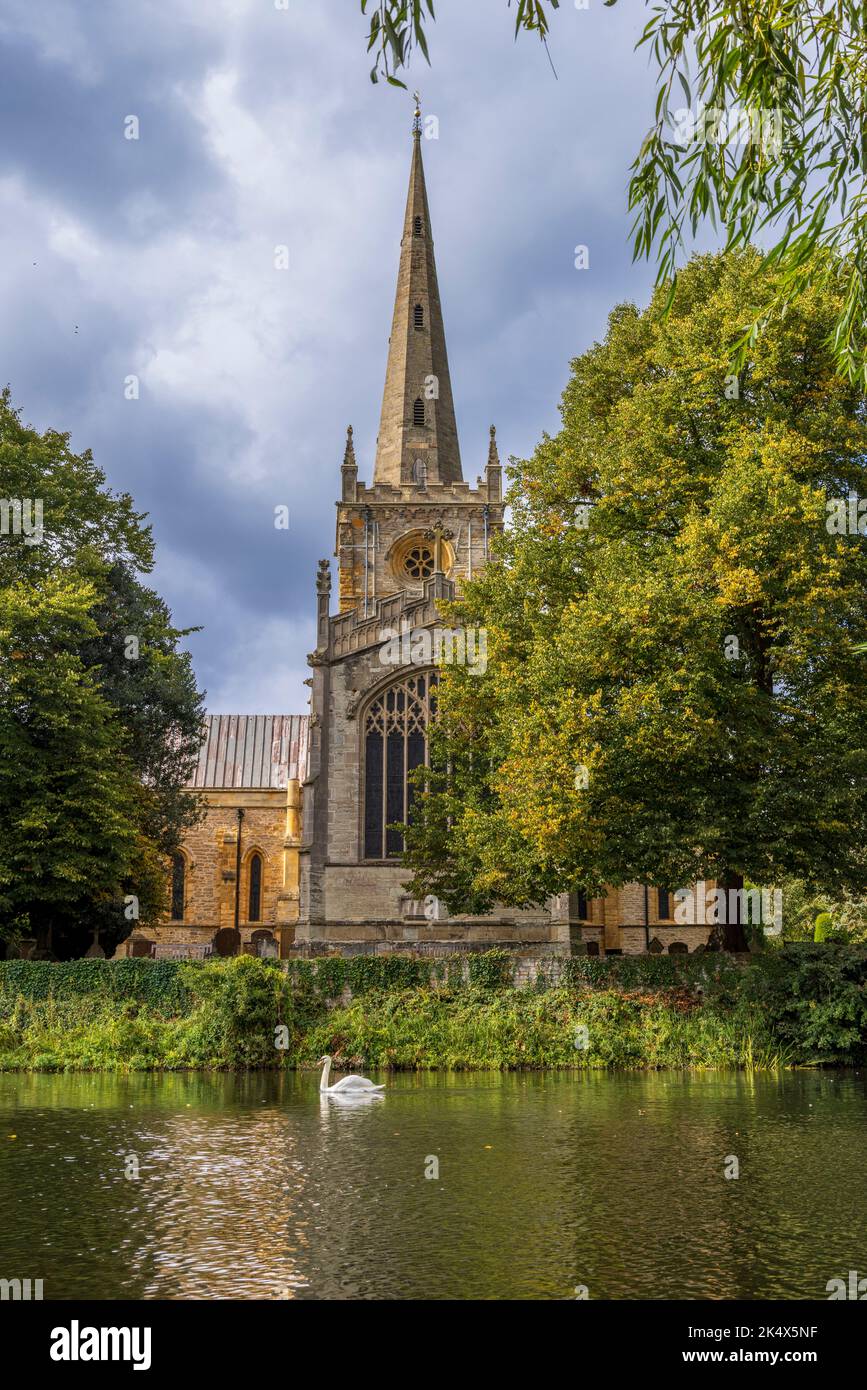 Holy Trinity Church across the river at Stratford Upon Avon, Warwickshire, England Stock Photo