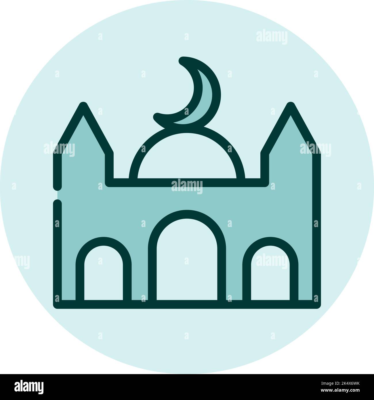 Mosque building, illustration, vector on a white background. Stock Vector