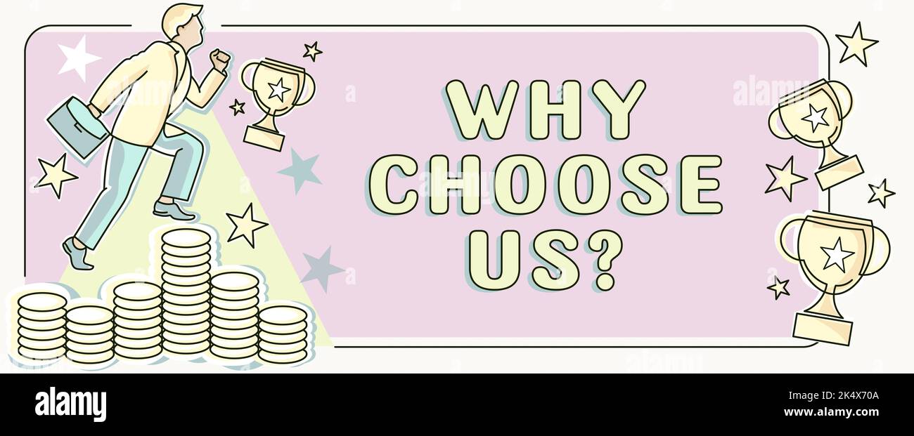 Conceptual caption Why Choose Us Question. Business concept Reasons for ...