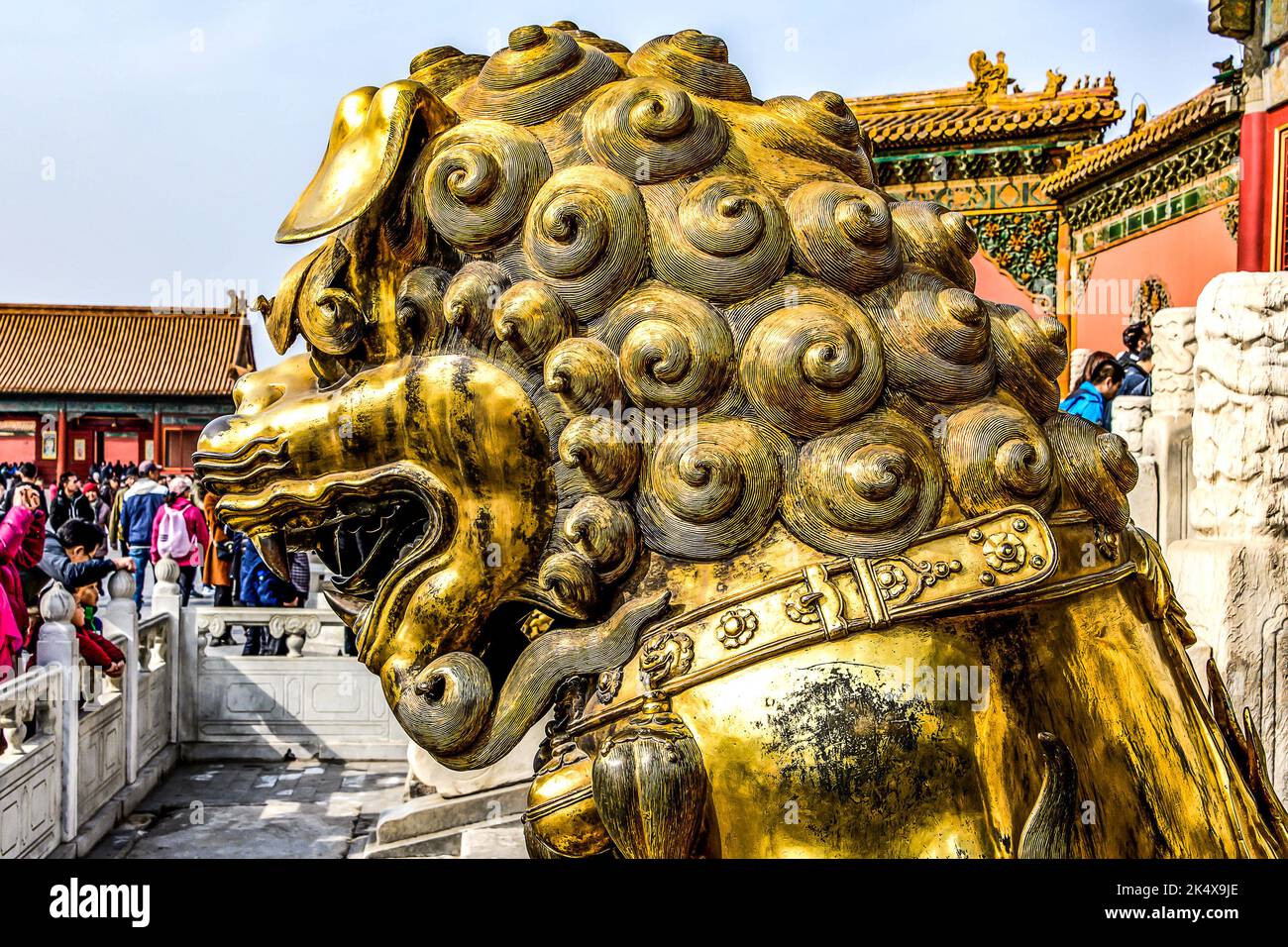 24.02.2019 Bejing China - Golden Lion Head The Forbidden City is the Chinese imperial palace from the Ming Dynasty. Stock Photo