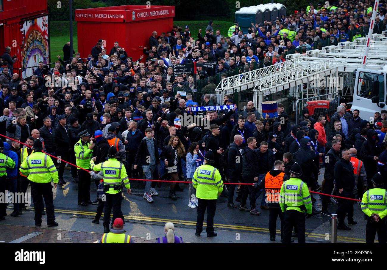 Rangers fans arrive for the UEFA Champions League, Group A match at
