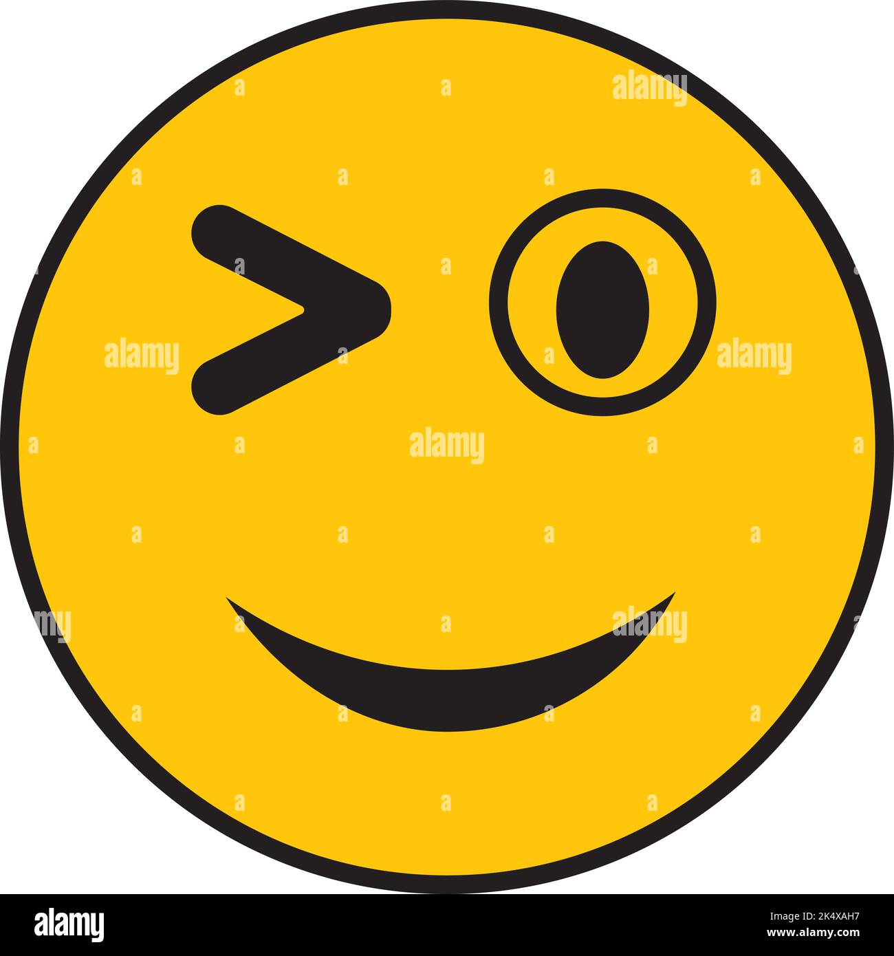 Winking smiley, illustration, vector on a white background. Stock Vector