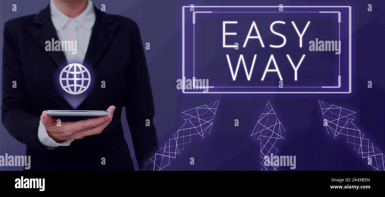 Text caption presenting Easy Way. Word for making hard decision between two less and more effort method Stock Photo