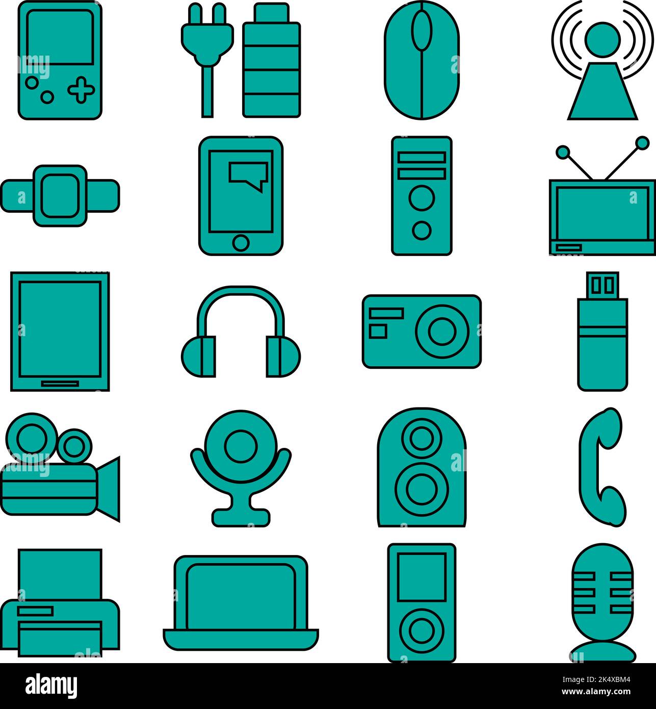 Modern technology devices, illustration, vector on a white background ...