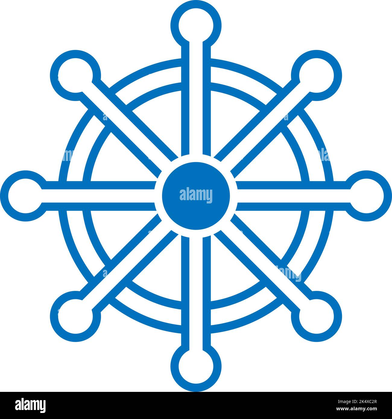Ship steering wheel, illustration, vector on a white background Stock ...