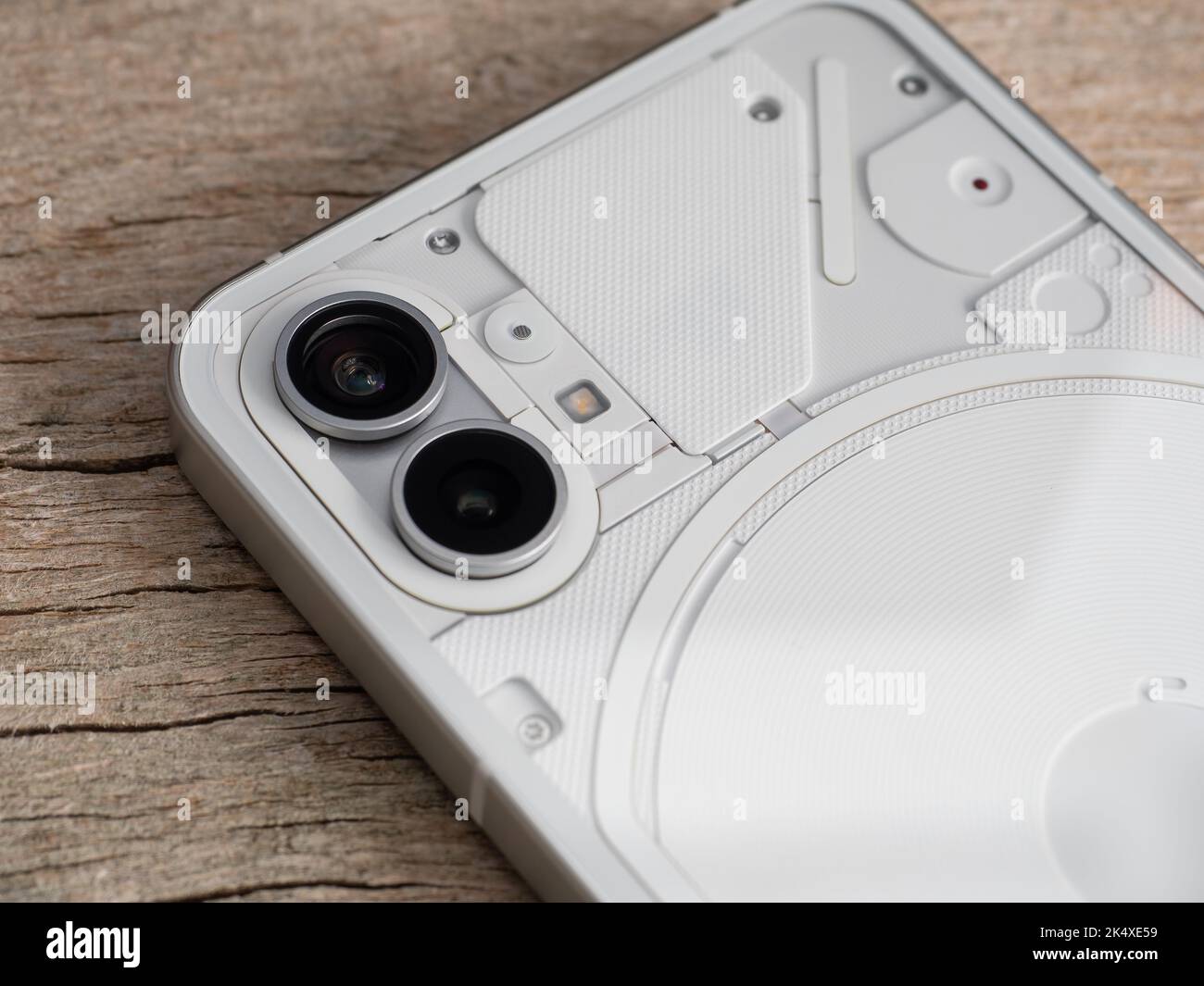 Galati, Romania - October, 04 2022: Nothing launch their first smartphone Nothing Phone 1 5G with dual 50 megapixel island camera Stock Photo