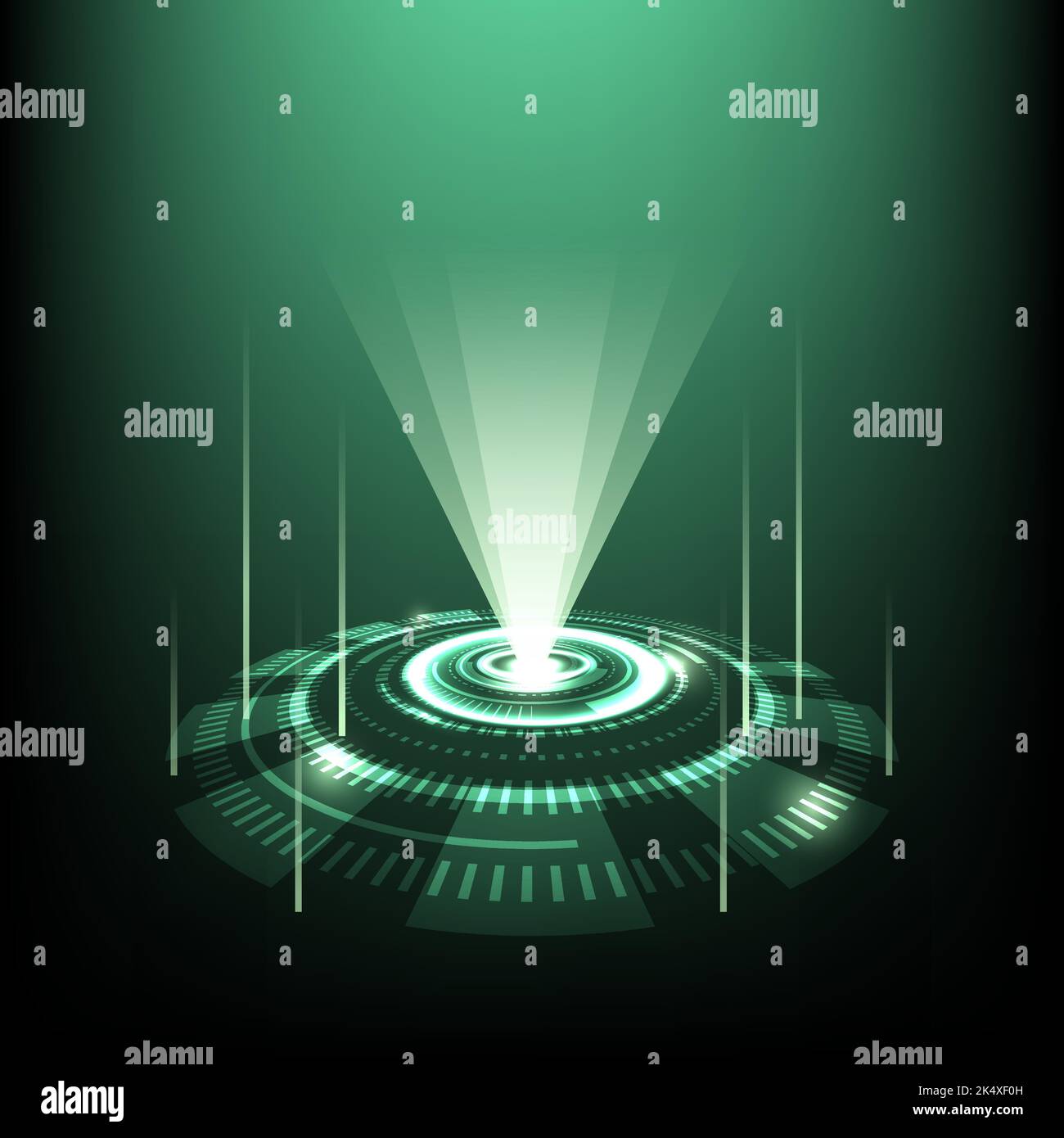 Abstract technology circle design and laser beam background. Vector illustration. Stock Vector