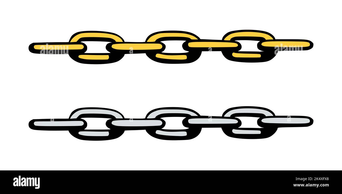 Chain as symbol of unity and cooperation. Sketch of metal chains