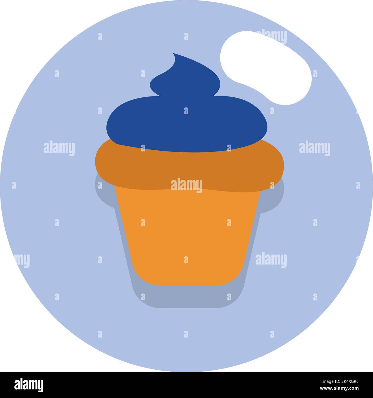 Blueberry cupcake, illustration, vector on a white background. Stock Vector
