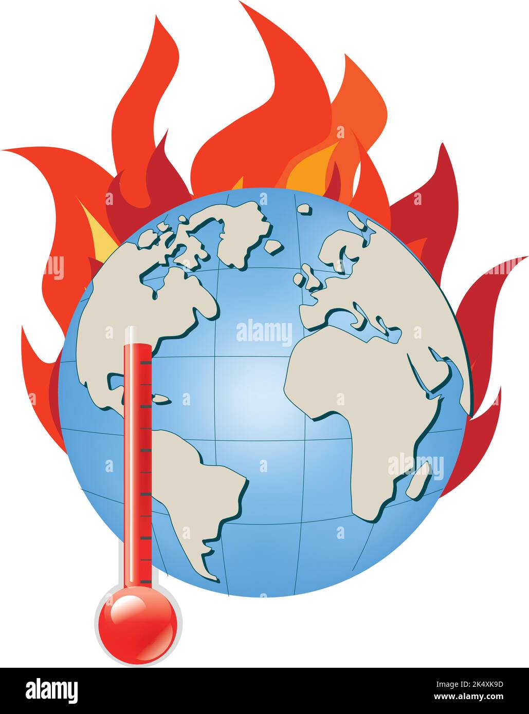 World globe with fire flames. Global warming climate change concept 