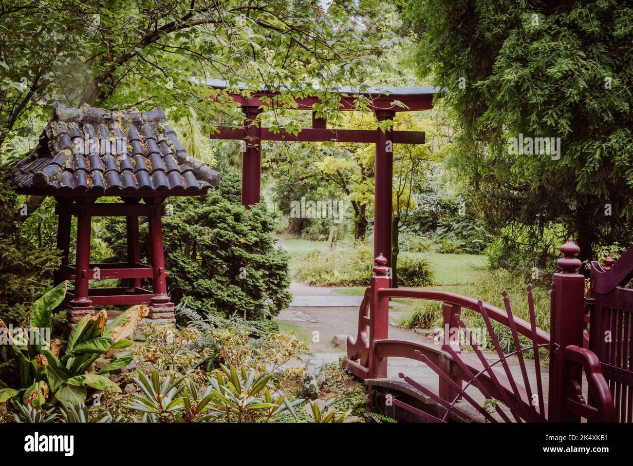 Colorful autumn landscape in the Japanese Garden in Leverkusen Stock Photo Alamy