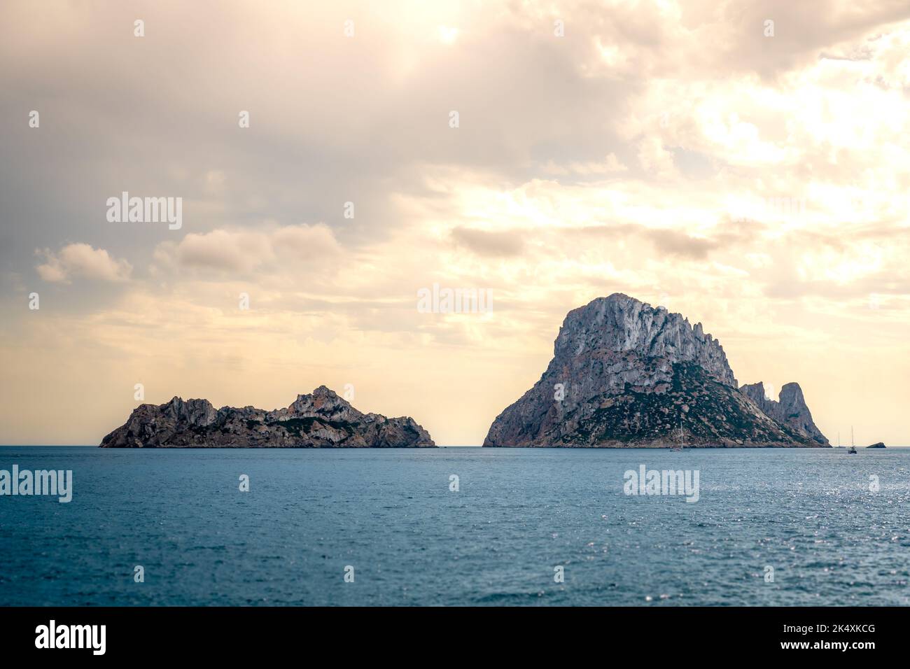 View of Es Vedra from sea level Stock Photo
