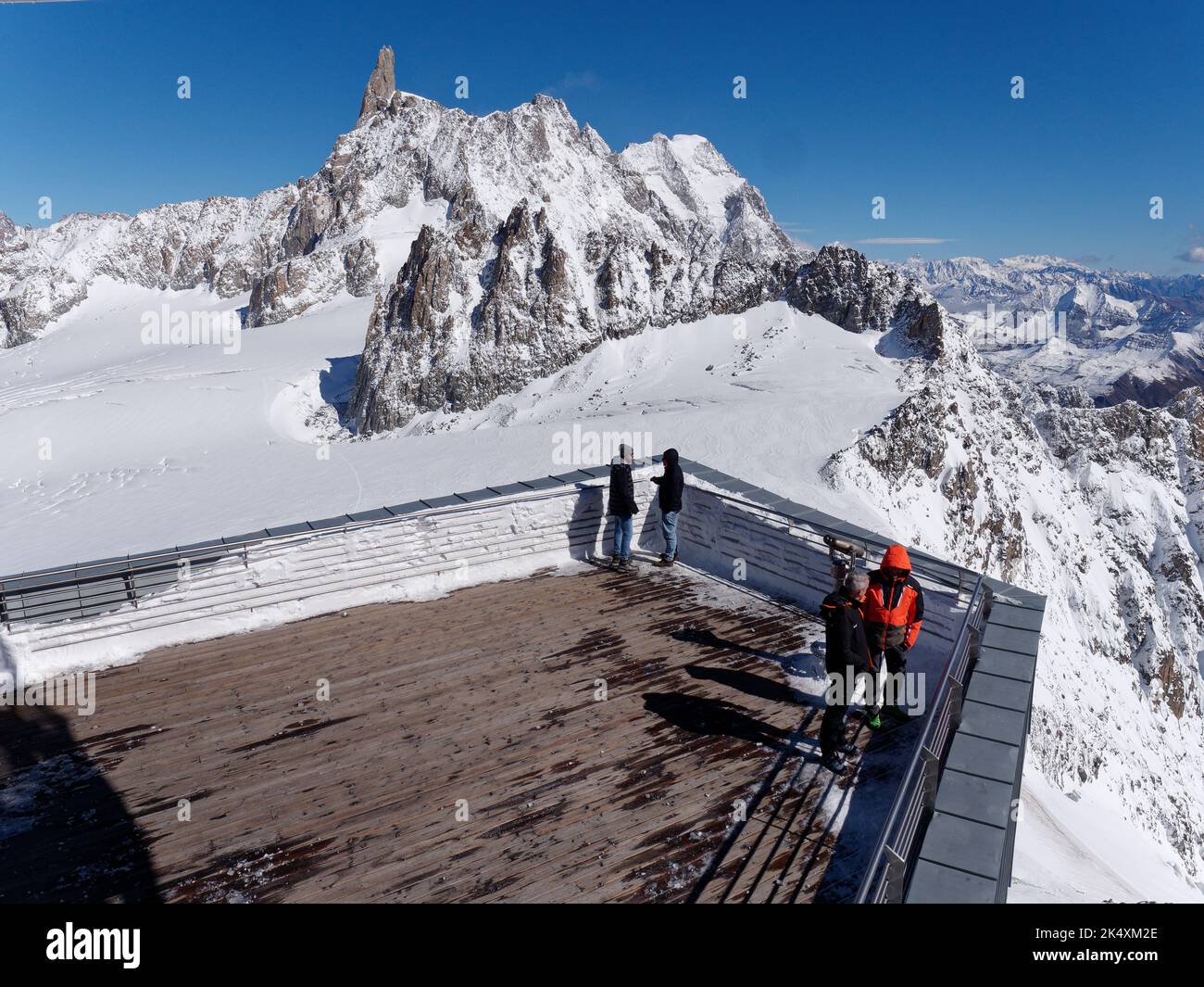 View from the top of Skyway Monte Bianco, a cable car system near ...