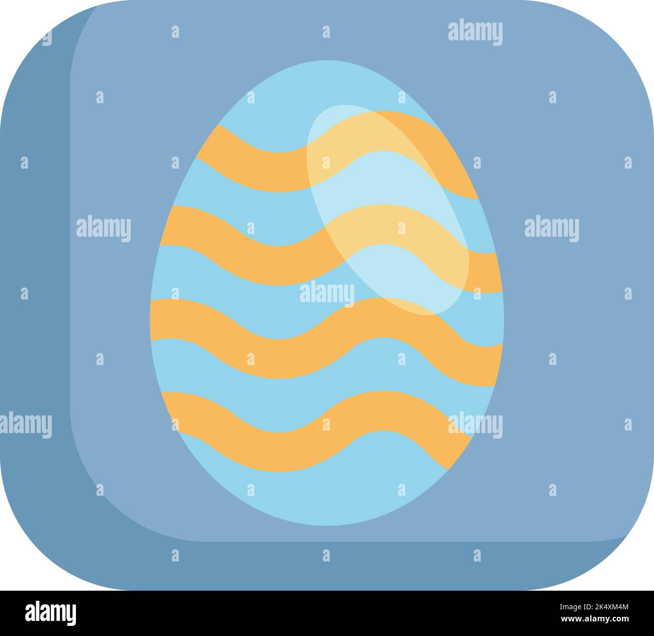 Blue easter egg with yellow stripes, illustration, vector on a white background. Stock Vector