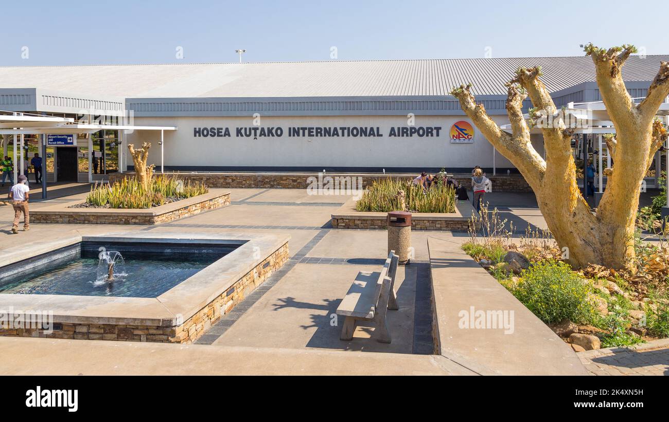 Windhoek, Namibia - 27 September 2018: View of the Hosea Kutako International Airport. Modern terminal building. Stock Photo