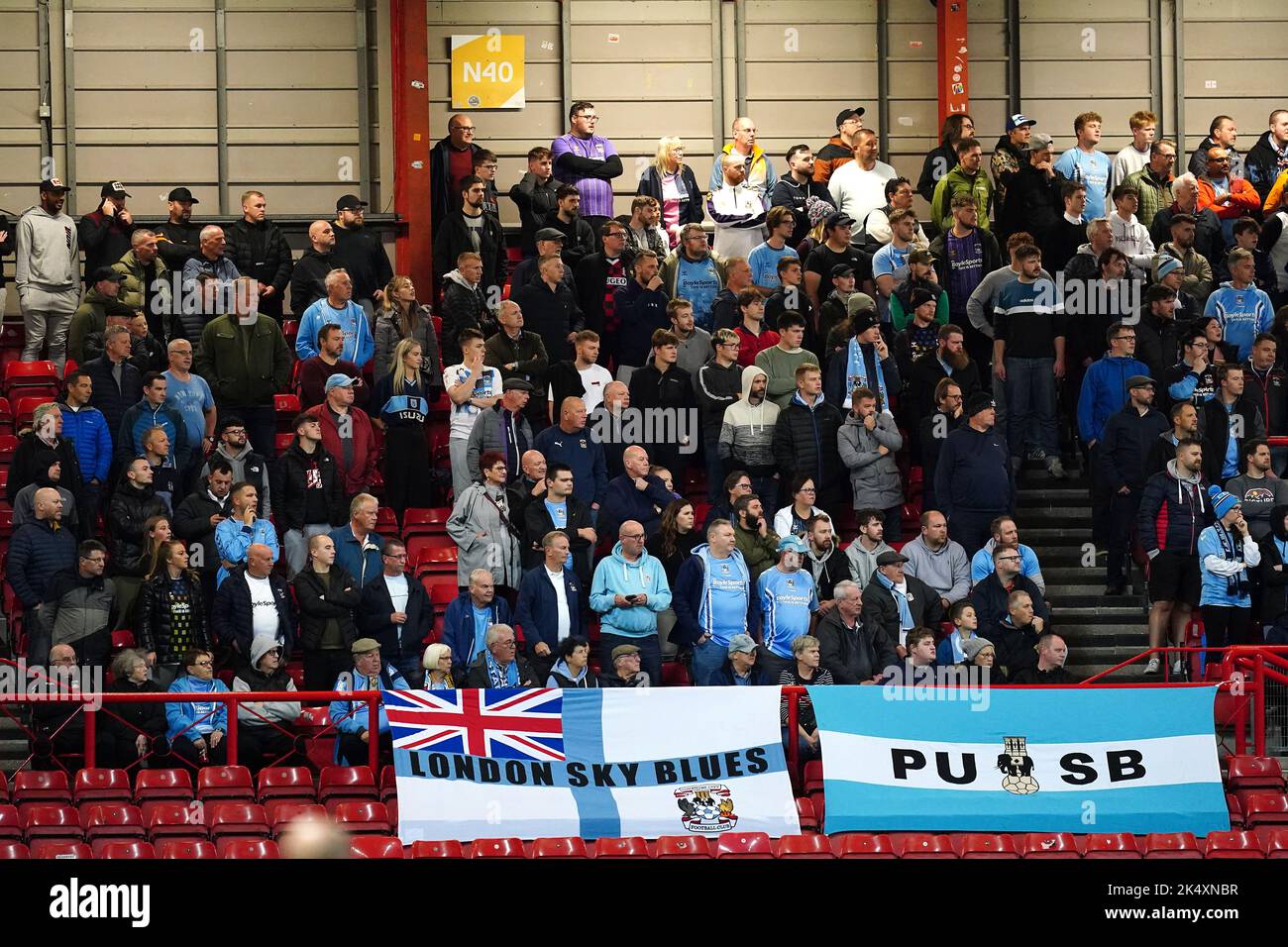 Coventry city fans in the away stand hires stock photography and
