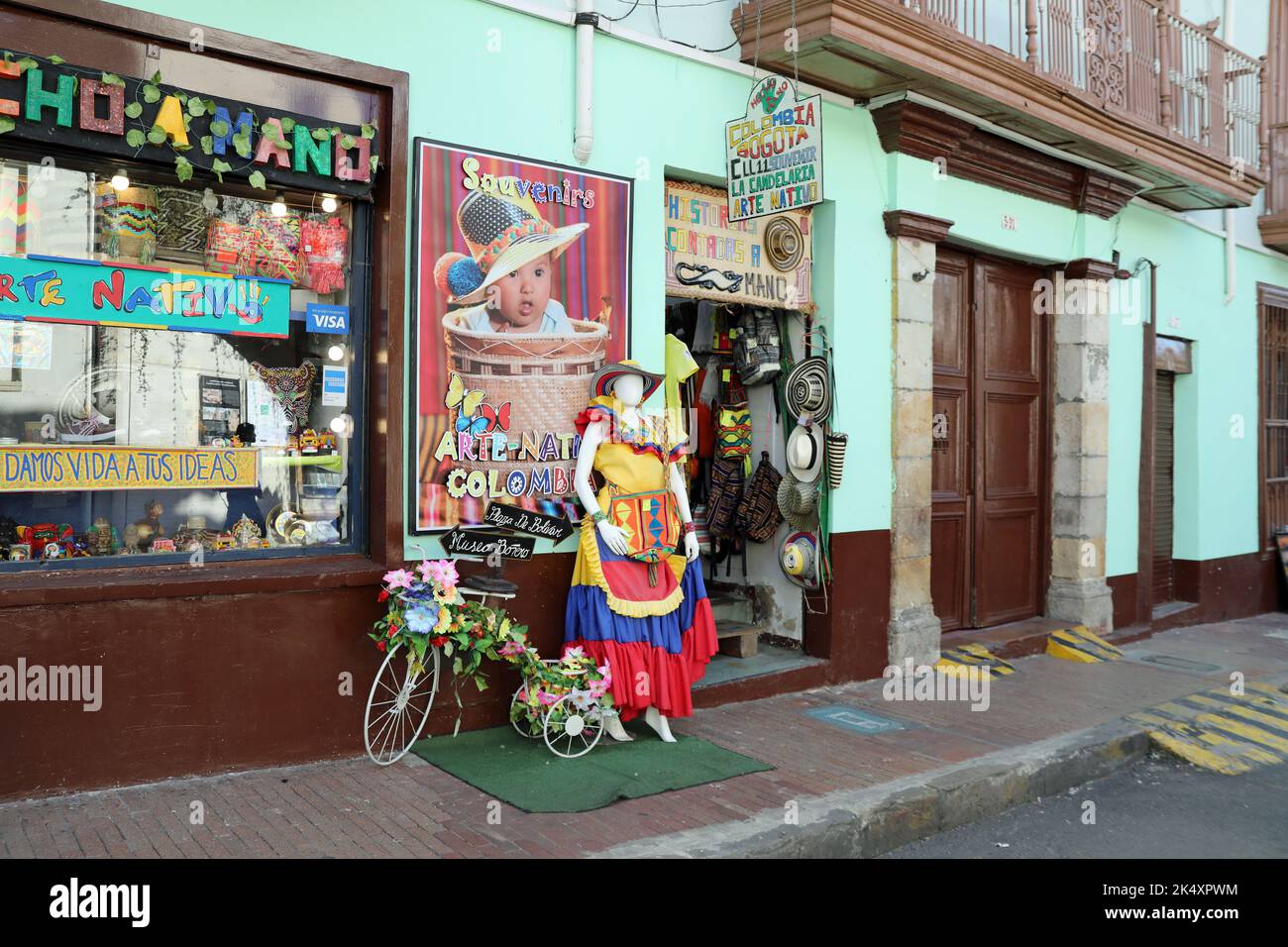Souvenir shop in the Candelaria district of Bogota in Colombia Stock