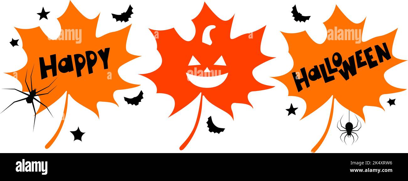 Happy Halloween autumn Leaf vector illustration Stock Vector