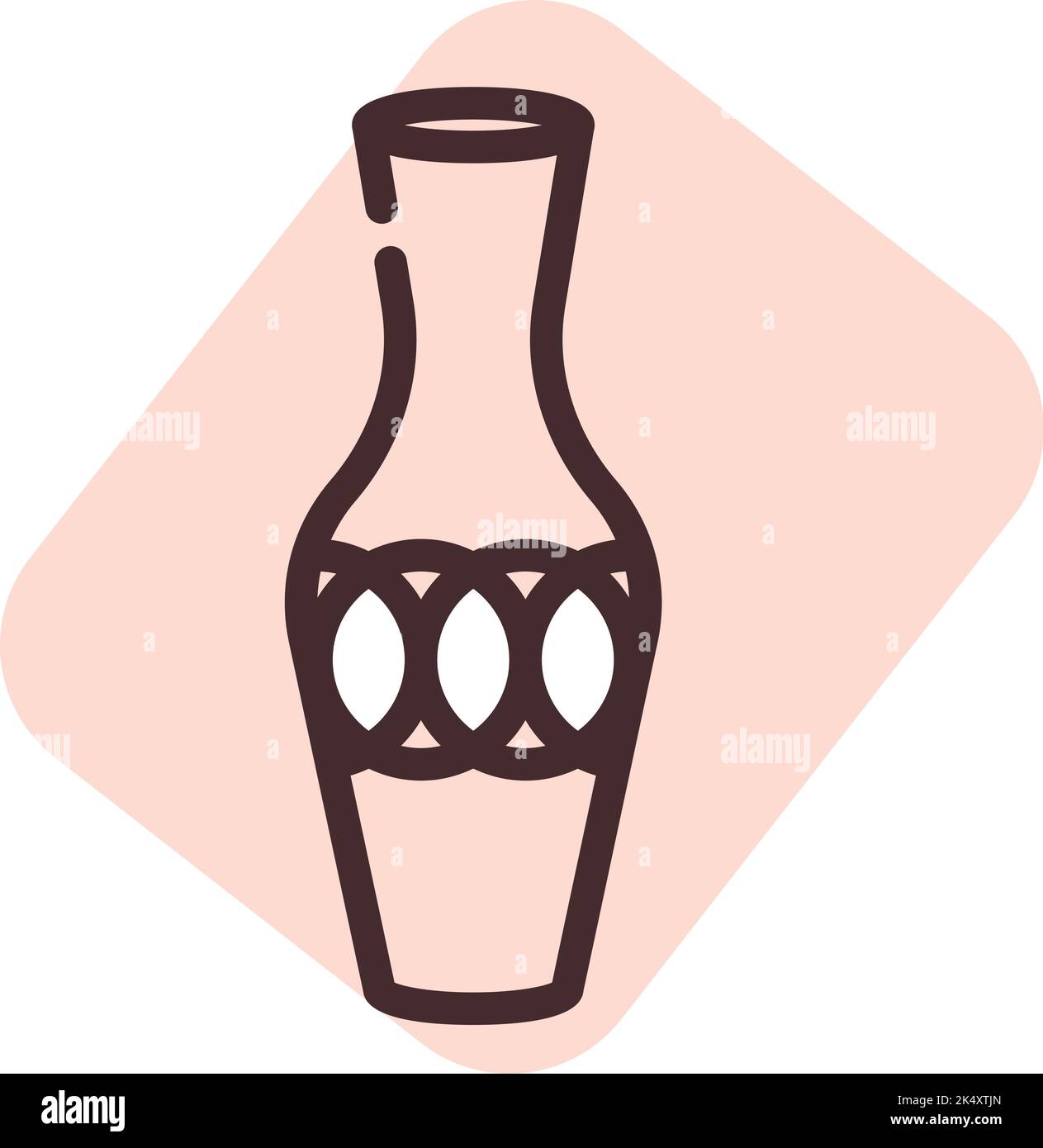 Pottery decorative long vase, illustration, vector on a white ...