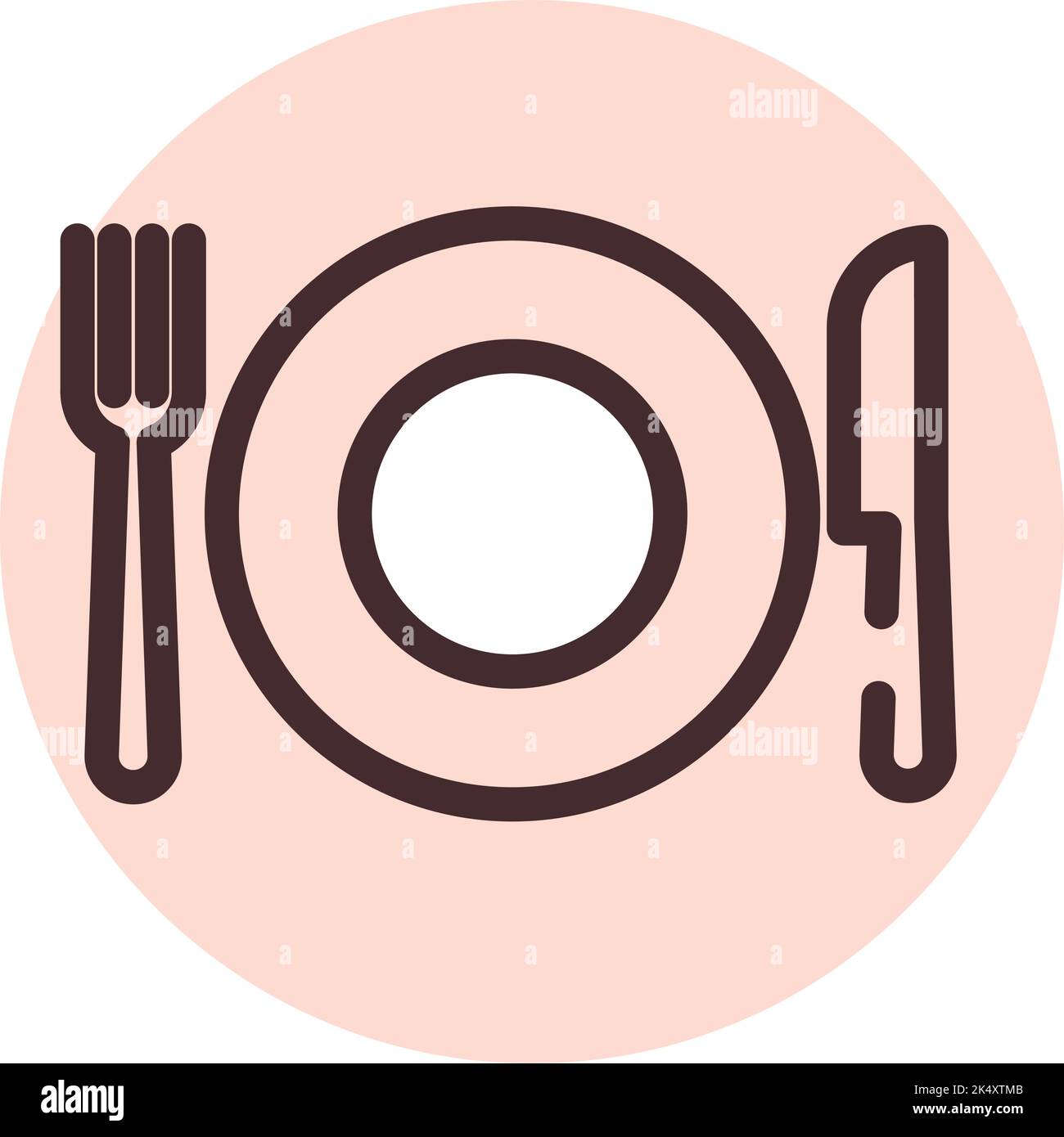 Restaurant plate, illustration, vector on a white background Stock