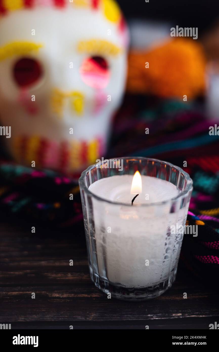 Candle on Altar for Celebration of Mexico