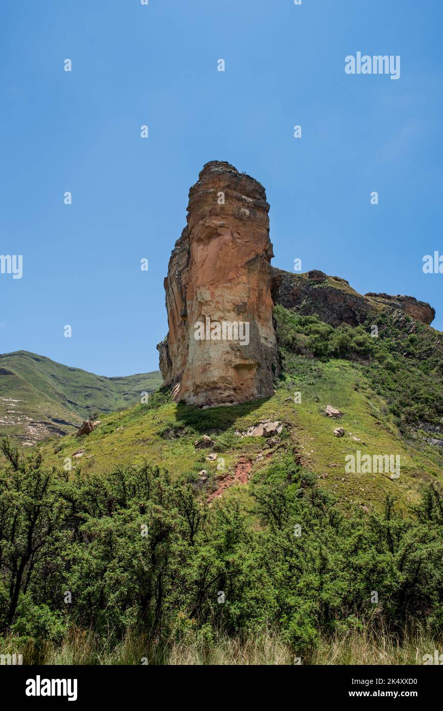 The Brandwag Buttress (Sentinel) in Golden Gate Highlands National Park, South Africa viewed from the road Stock Photo