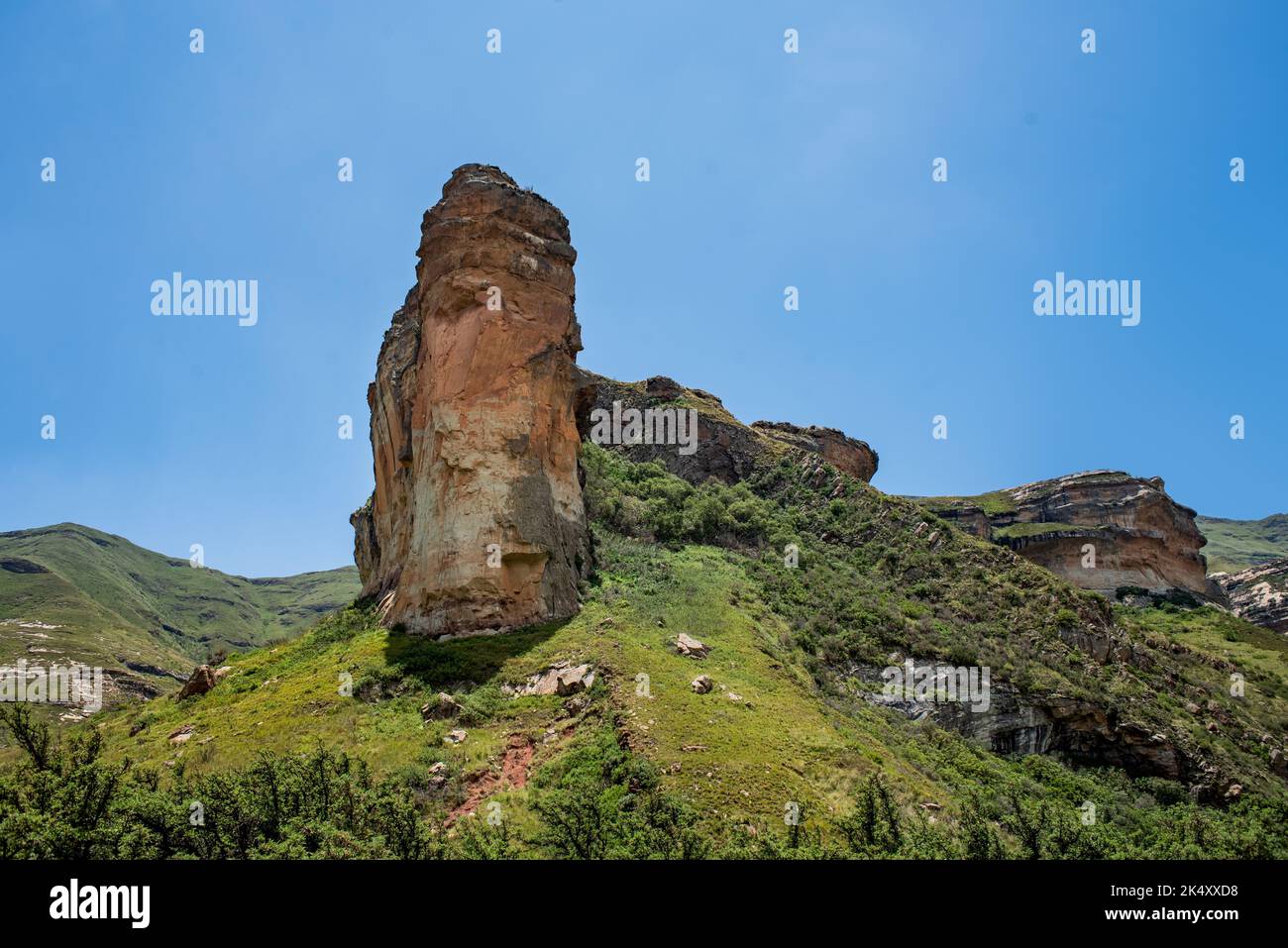 The Brandwag Buttress (Sentinel) in Golden Gate Highlands National Park, viewed from the front. Near Clarens, South Africa Stock Photo