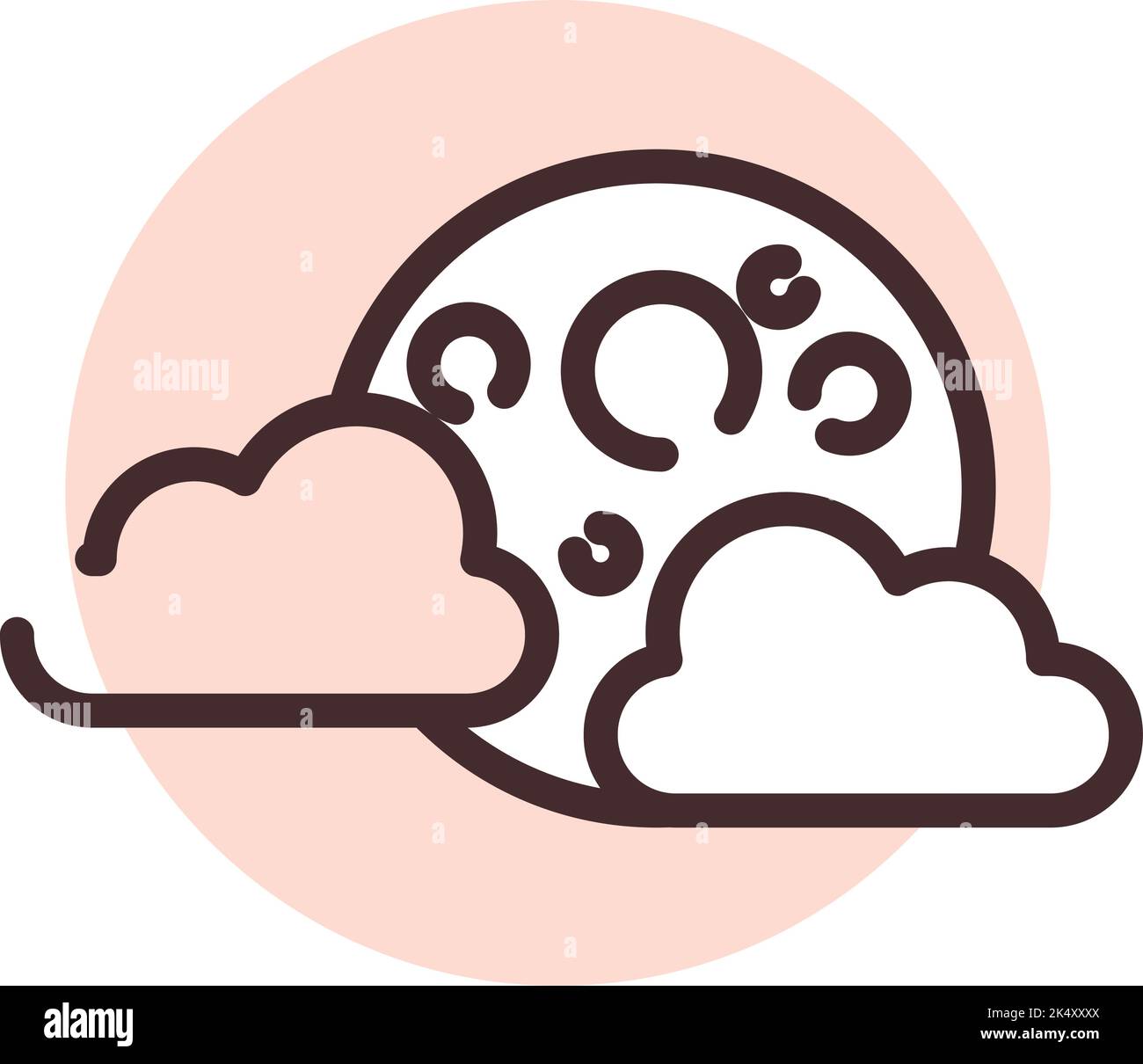 Moon with clouds, illustration, vector on a white background. Stock Vector