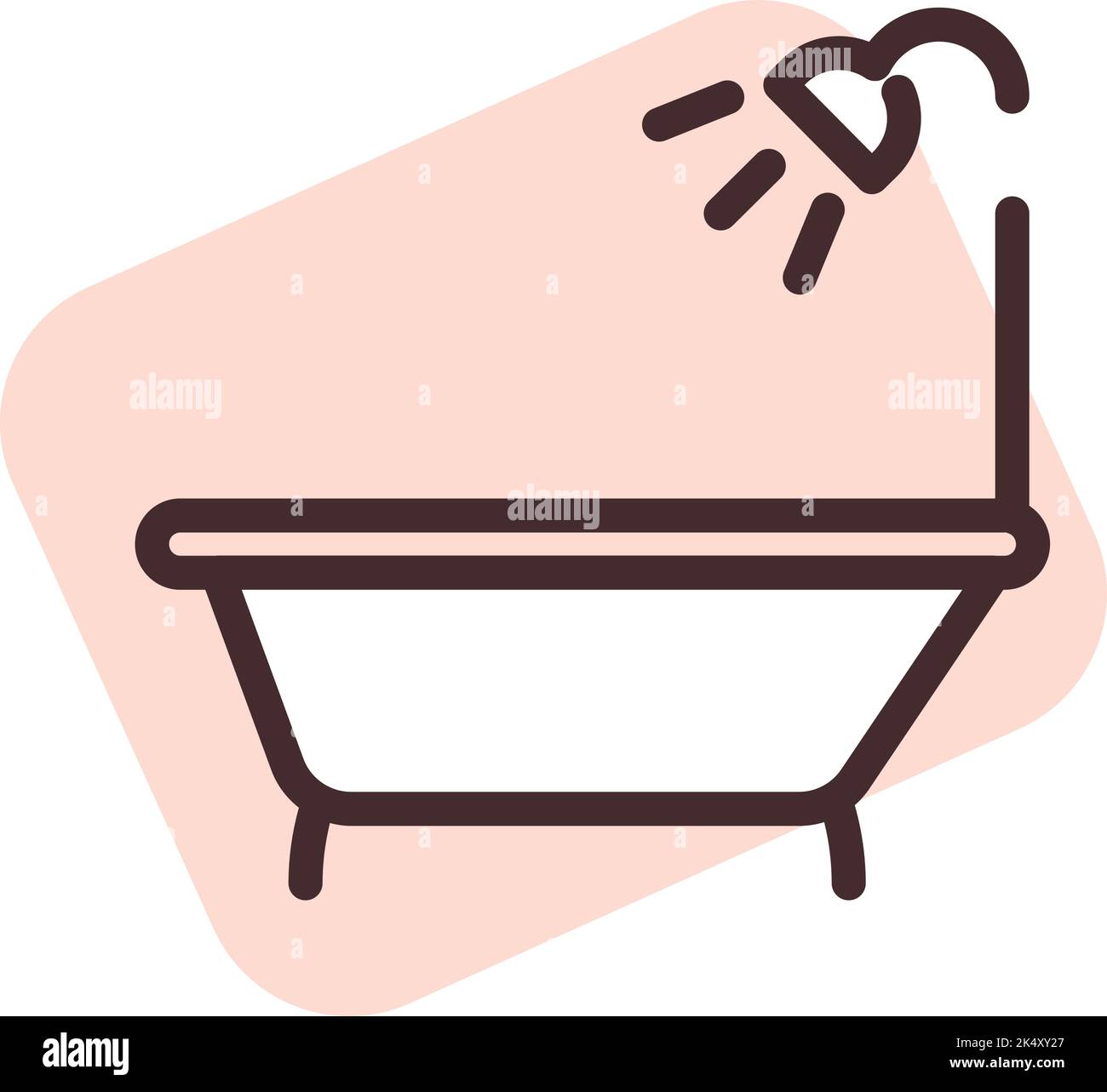Bath tub with shower, illustration, vector on a white background Stock ...