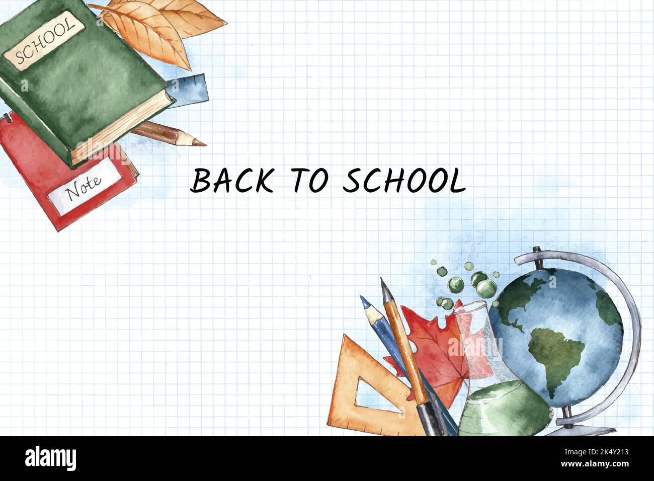 watercolor back school background vector design illustration Stock Vector
