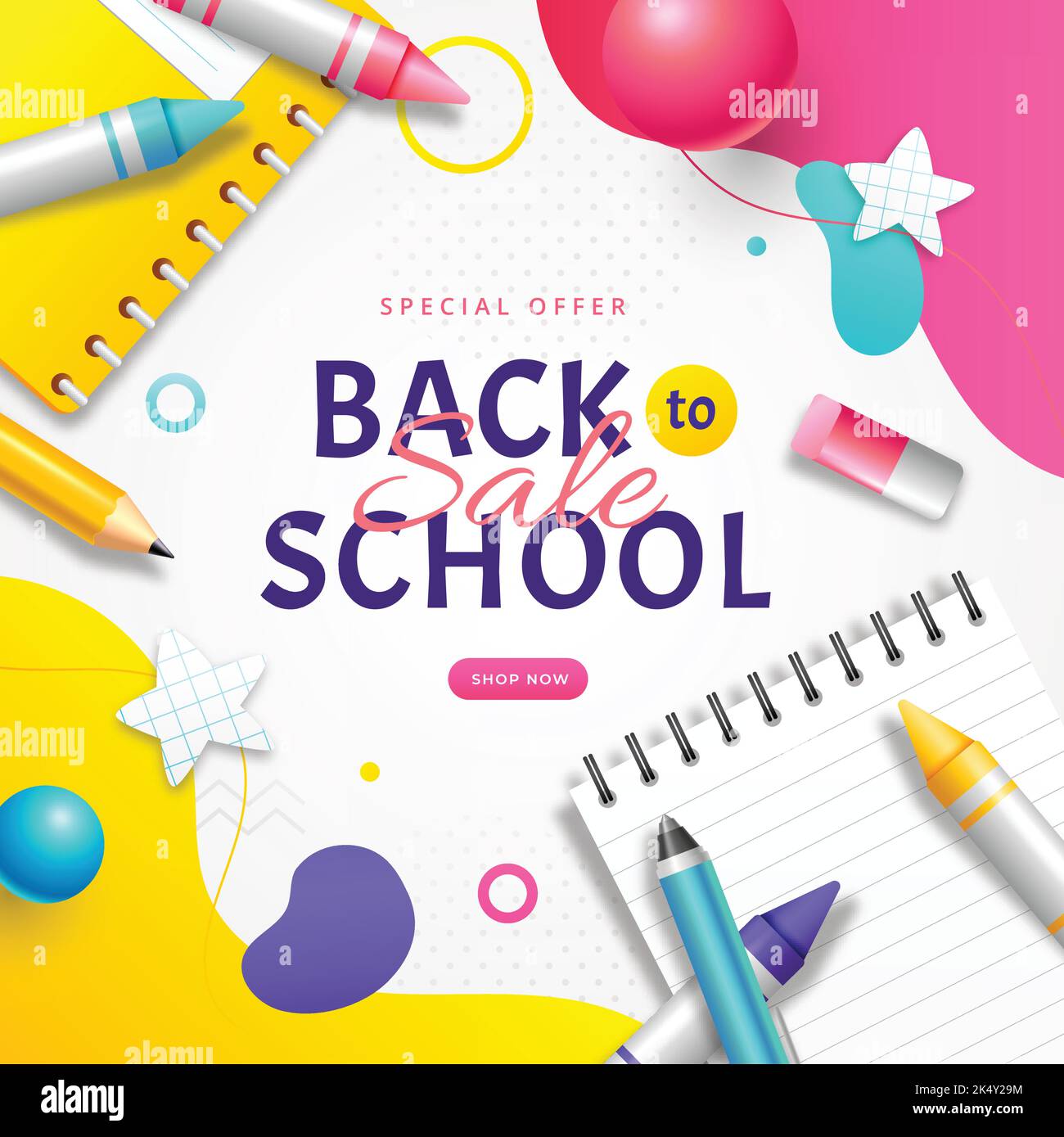 realistic back school sale background vector design illustration Stock ...