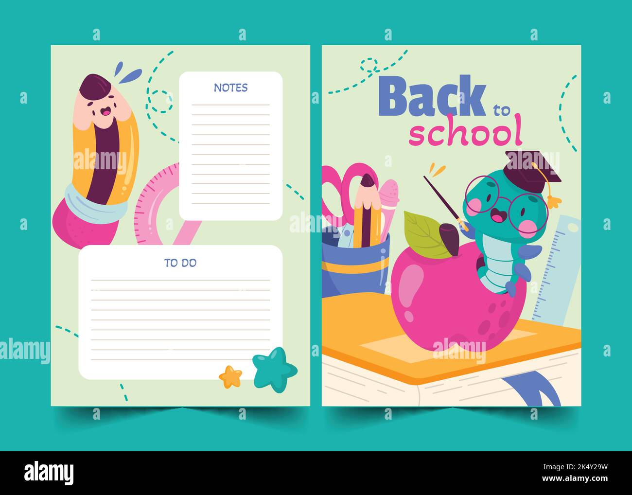 cartoon back school card template vector design illustration Stock Vector