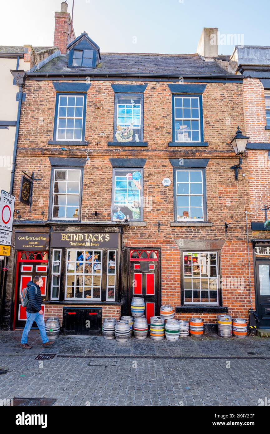 The historic Blind Jacks pub at the market place, Knaresborough, Yorkshire, England, Stock Photo