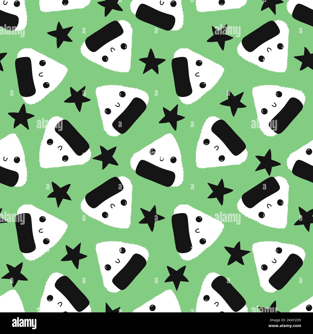 Japanese food onigiri seamless cartoon kawaii rice ball pattern for ...